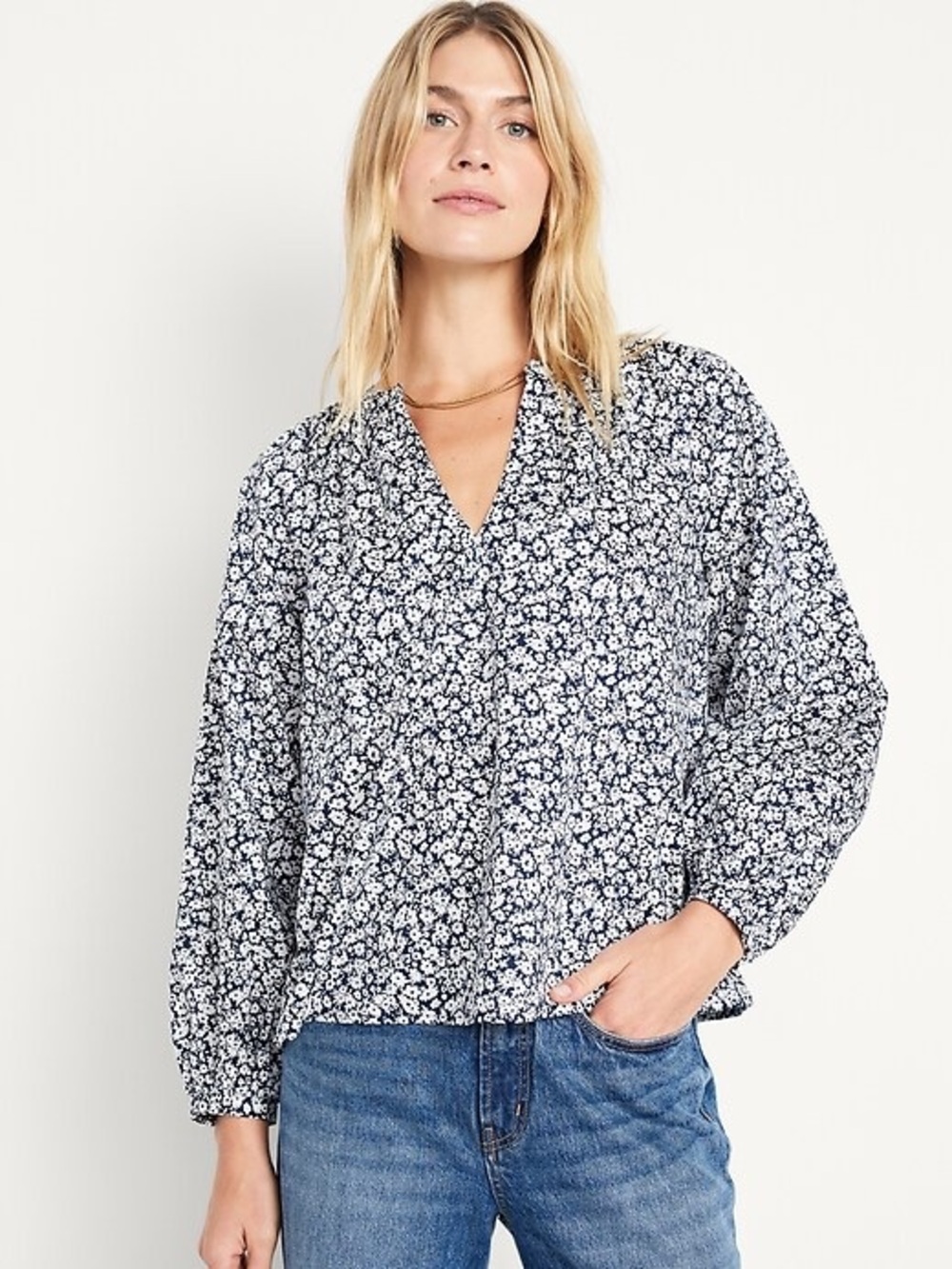 Old Navy Long Sleeve Split Neck Top